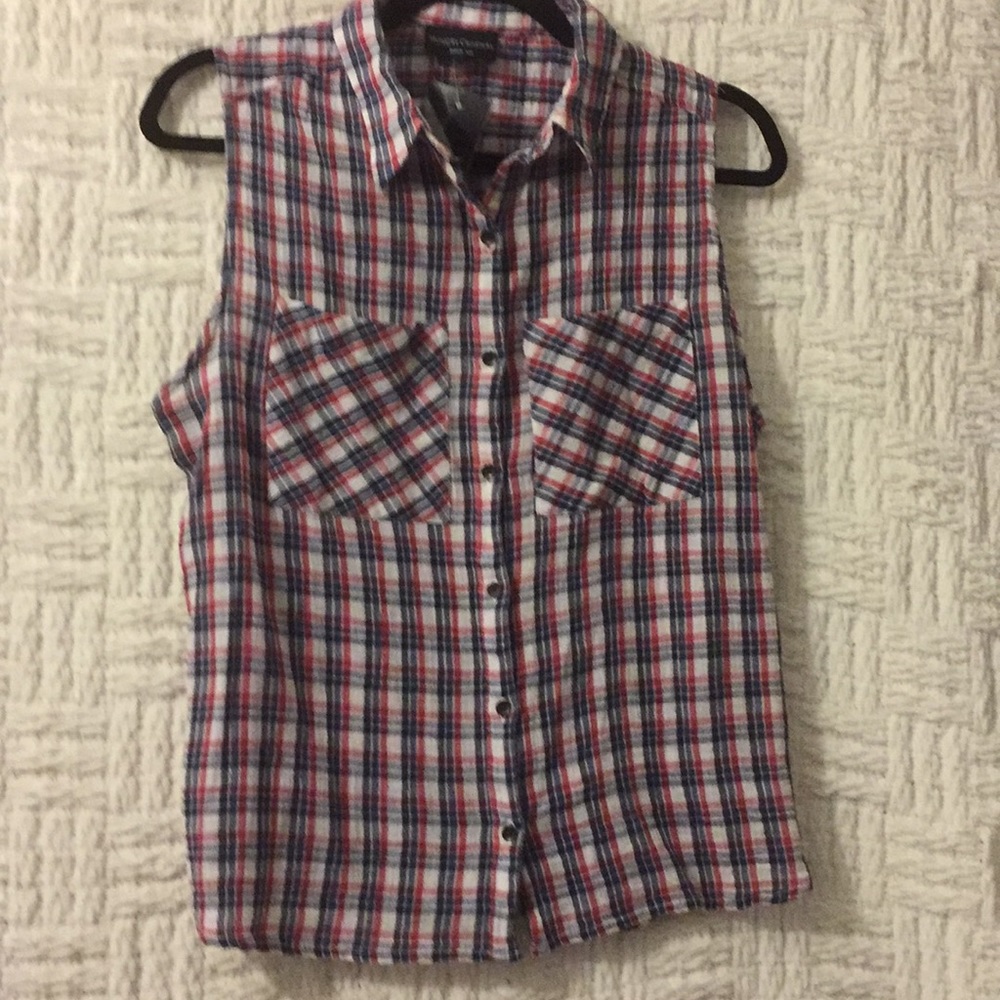 Sleeveless Plaid Shirt size Small